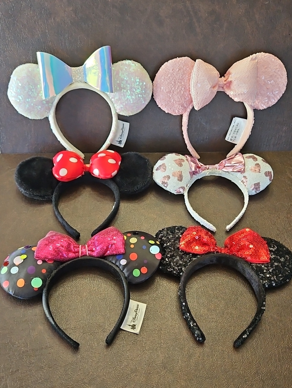 6 Disney Minnie Ears  Headbands - Black, Pink, Red, White, Multi